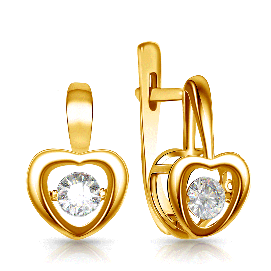 Серьги с английским замком из красного золота с бриллиантами