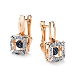 Серьги с английским замком из красного золота с бриллиантом