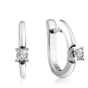 Серьги с английским замком из белого золота с бриллиантами