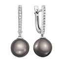 Серьги с английским замком из белого золота с бриллиантами