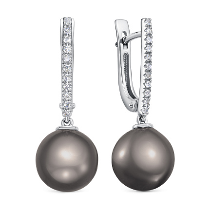 Серьги с английским замком из белого золота с бриллиантами