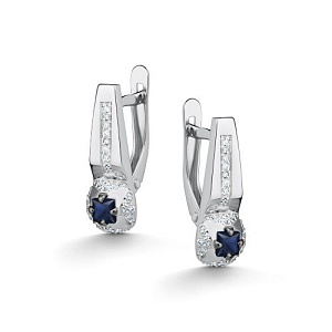 Серьги с английским замком из белого золота с бриллиантами