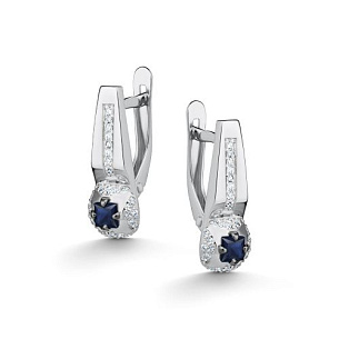 Серьги с английским замком из белого золота с бриллиантом