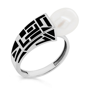 Кольцо из белого золота с жемчугом