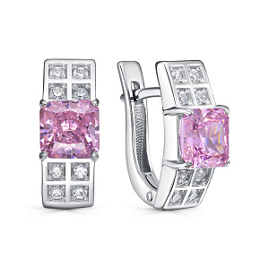 Серьги с английским замком из серебра с бриллиантами