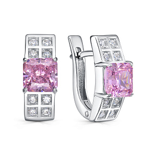 Серьги с английским замком из серебра с бриллиантом