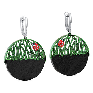 Серьги с английским замком из серебра с фианитами