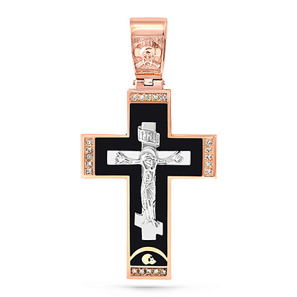 Крест из красного золота с бриллиантами