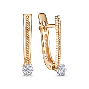 Серьги с английским замком из красного золота с бриллиантами