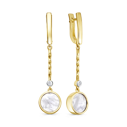 Серьги с английским замком из желтого золота с бриллиантами