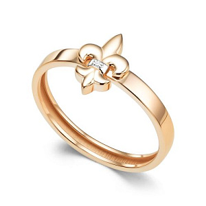 Кольцо из красного золота с бриллиантом