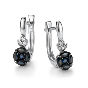 Серьги с английским замком из белого золота с бриллиантами