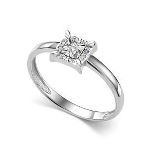 Кольцо из белого золота с бриллиантом