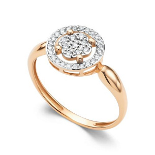 Кольцо из красного золота с бриллиантом