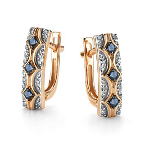 Серьги с английским замком из красного золота с бриллиантами