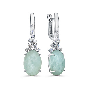 Серьги с английским замком из белого золота с бриллиантами