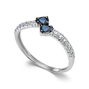 Кольцо из белого золота с бриллиантами, сапфирами