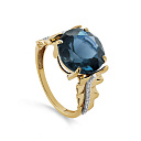 Кольцо из желтого золота с бриллиантами, топазом