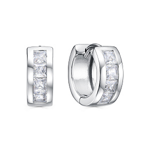 Серьги с английским замком из серебра с фианитами