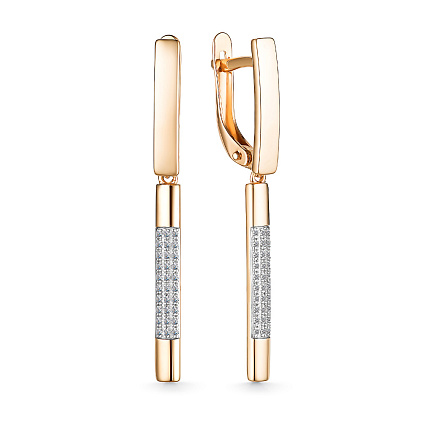 Серьги с английским замком из красного золота с бриллиантами