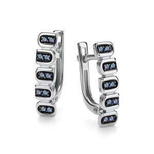 Серьги с английским замком из белого золота с сапфирами