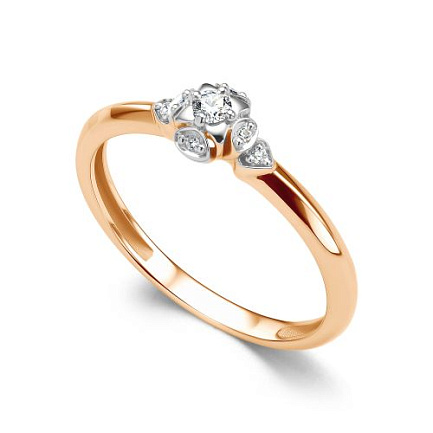 Кольцо из красного золота с бриллиантами