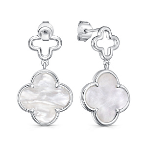 Серьги с английским замком из серебра с перламутром