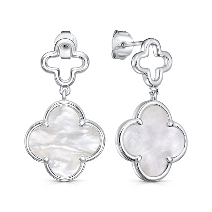 Серьги с английским замком из серебра с перламутром