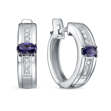 Серьги с английским замком из серебра с фианитами