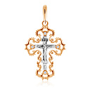 Крест из красного золота с фианитом