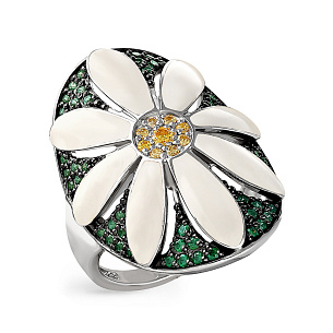 Кольцо из серебра с фианитами