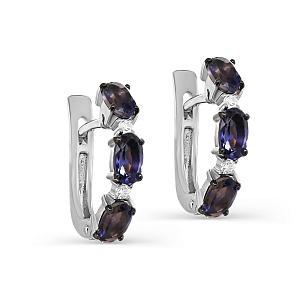 Серьги с английским замком из белого золота с бриллиантом