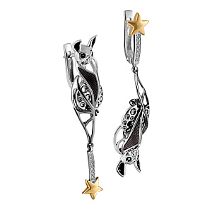 Серьги с английским замком из серебра с фианитами