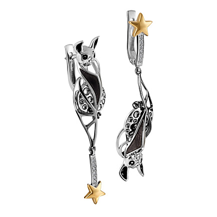 Серьги с английским замком из серебра с фианитами