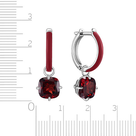 Серьги с английским замком из серебра с гранатом