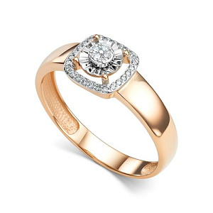 Кольцо из красного золота с бриллиантами