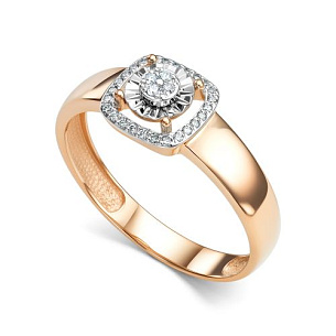 Кольцо из красного золота с бриллиантом