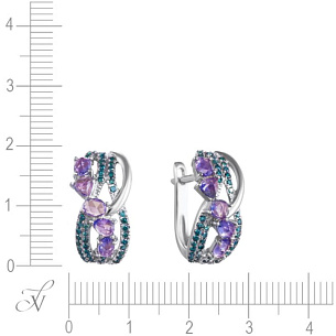 Серьги с английским замком из белого золота с танзанитом