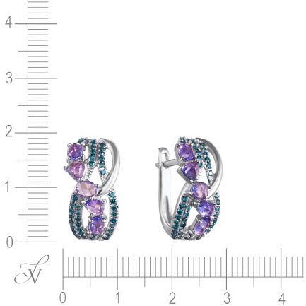 Серьги с английским замком из белого золота с танзанитами