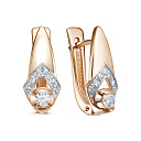 Серьги с английским замком из красного золота с бриллиантами