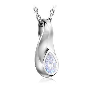 Колье из белого золота с бриллиантом, плетение якорное