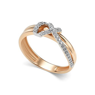 Кольцо из красного золота с бриллиантом