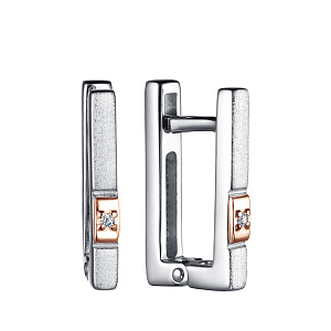 Серьги с английским замком из серебра с бриллиантами