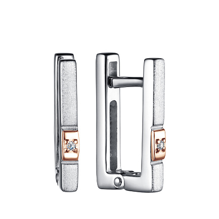 Серьги с английским замком из серебра с бриллиантами