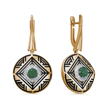 Серьги с английским замком из красного золота с бриллиантами