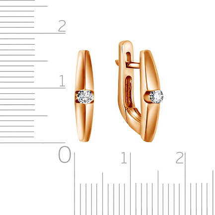 Серьги с английским замком из красного золота с бриллиантами