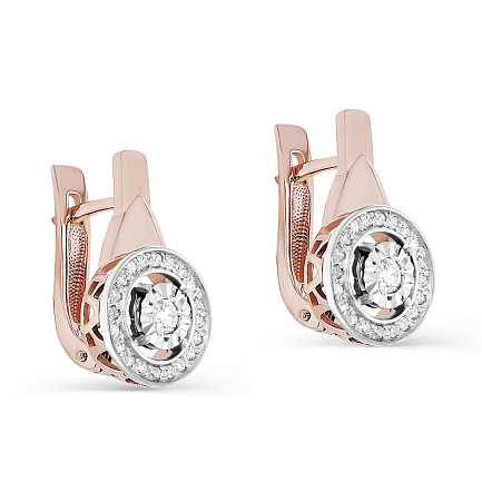 Серьги с английским замком из красного золота с бриллиантами