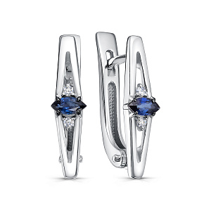 Серьги с английским замком из белого золота с бриллиантами