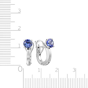 Серьги с английским замком из белого золота с танзанитом