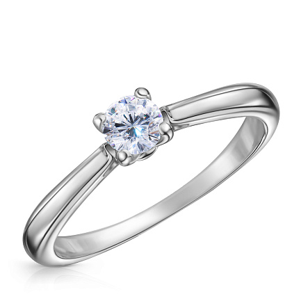 Кольцо помолвочное из белого золота с бриллиантом